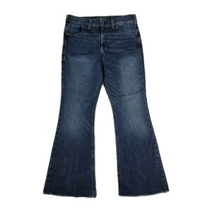 Ariat Jeans Womens Size 32S High Rise Flare Italian Denim Raw Hem Blue Pants